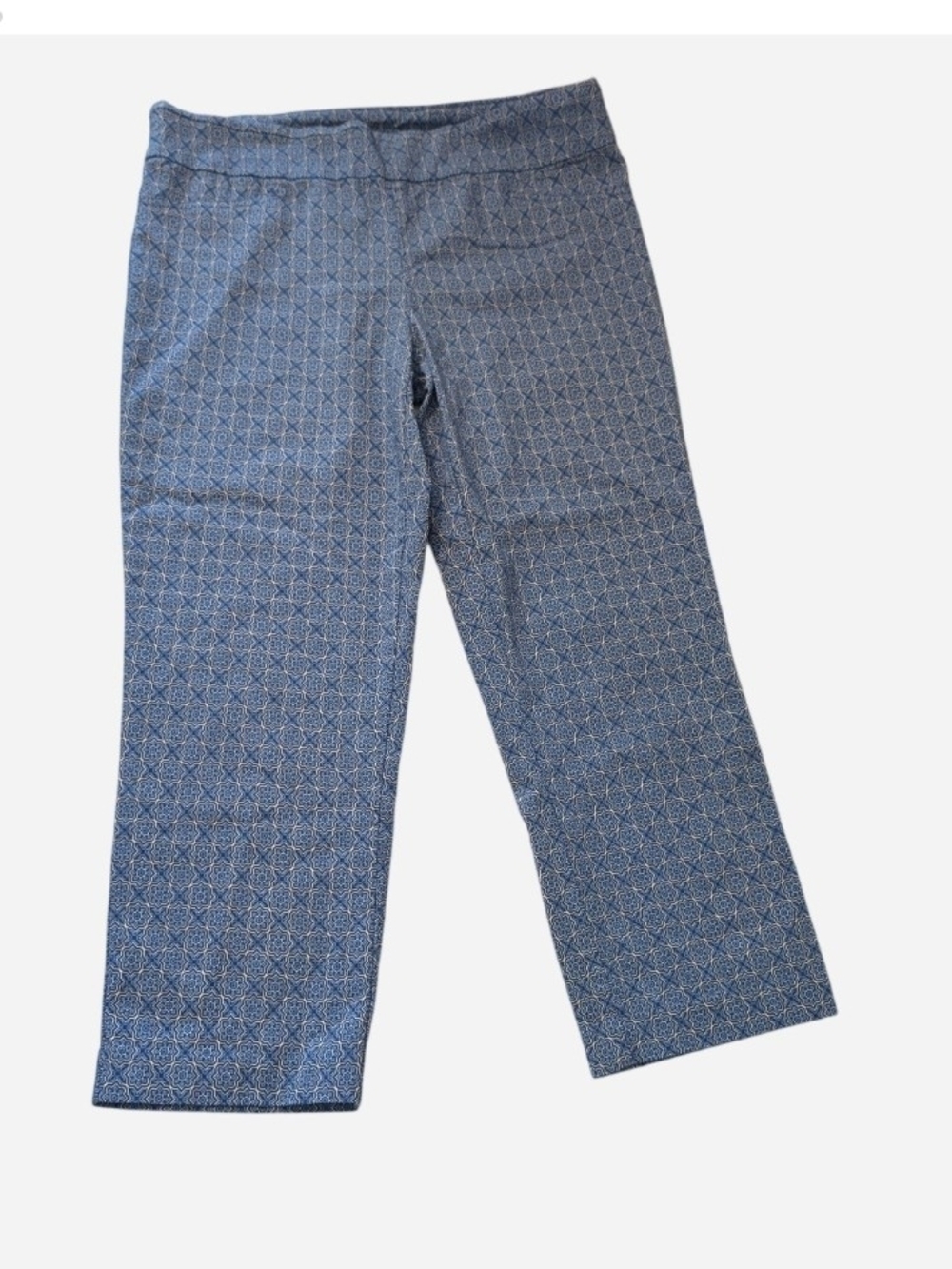 Pre-owned Kenar Navy and Light Blue Floral-Geo Print Pants